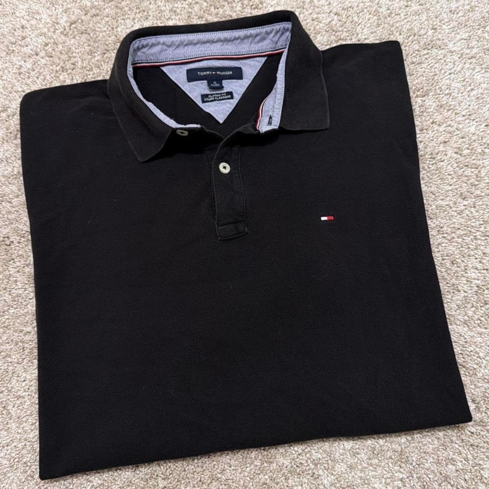 Tommy Hilfiger‎ Classic Logo Polo | Black Minimal Archive Polo | XL